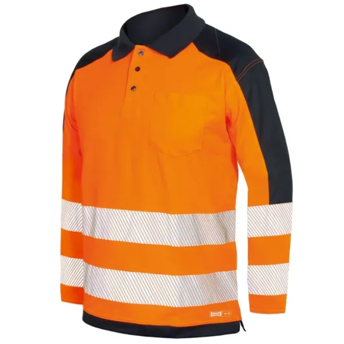 Polo manica lunga Alta Visibilità con bande segmentate termosaldate Issa Line HV 08194N
