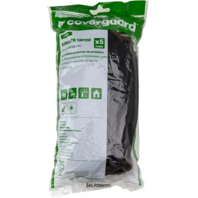 Set Da 5 Guanti Da Lavoro Coverguard In Poliuretano Eurolite 1PUBB5P Rischi Meccanici