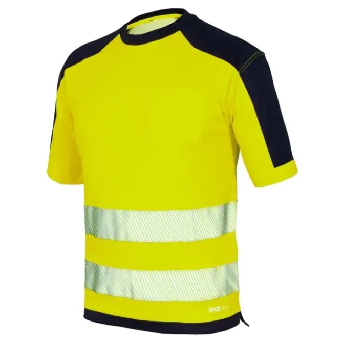 T-Shirt Alta Visibilità con bande segmentate termosaldate Issa Line HV 08186N